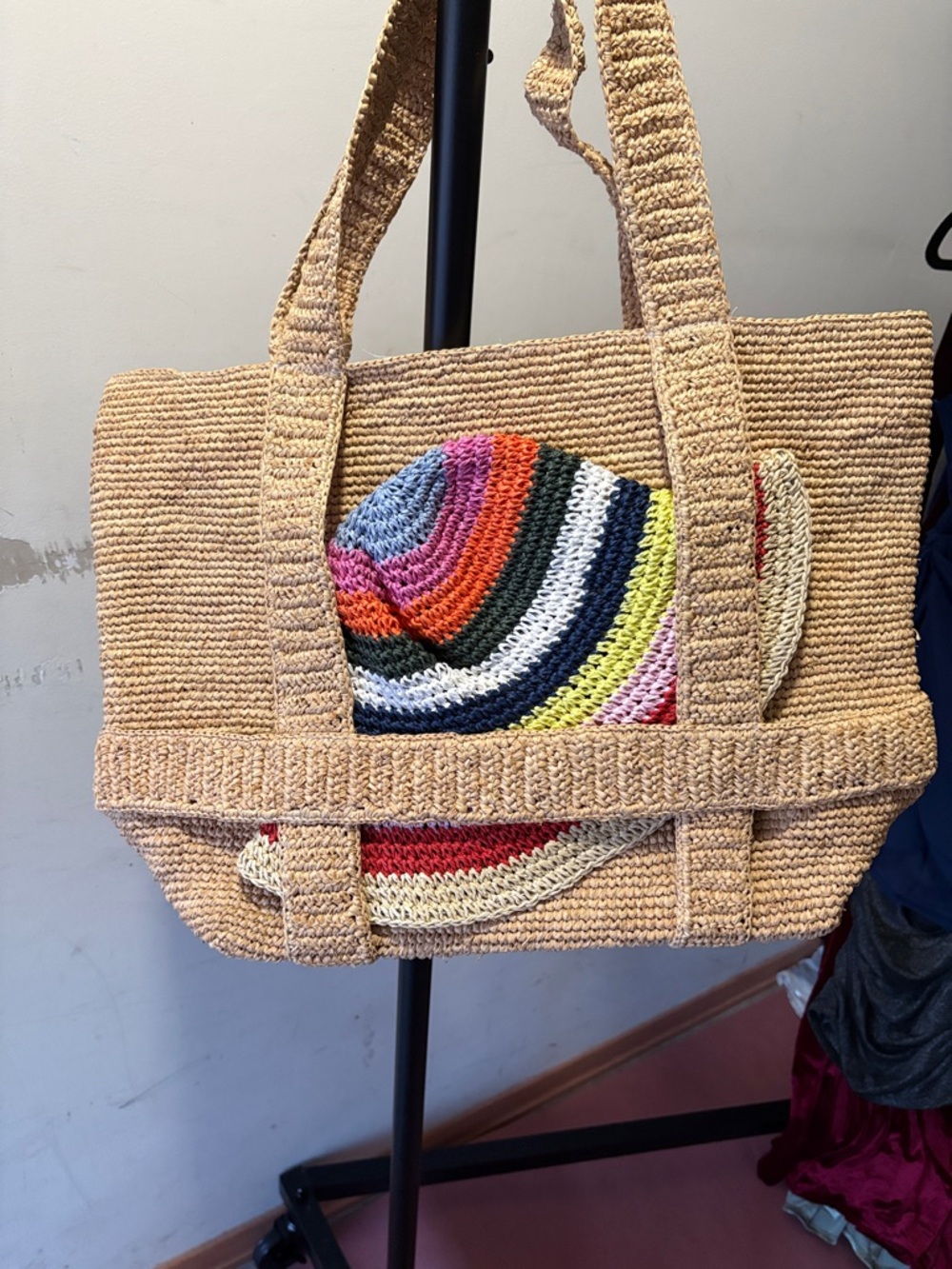 Hat Attack Natural Woven Straw Tote - Beige - Picture 6 of 6